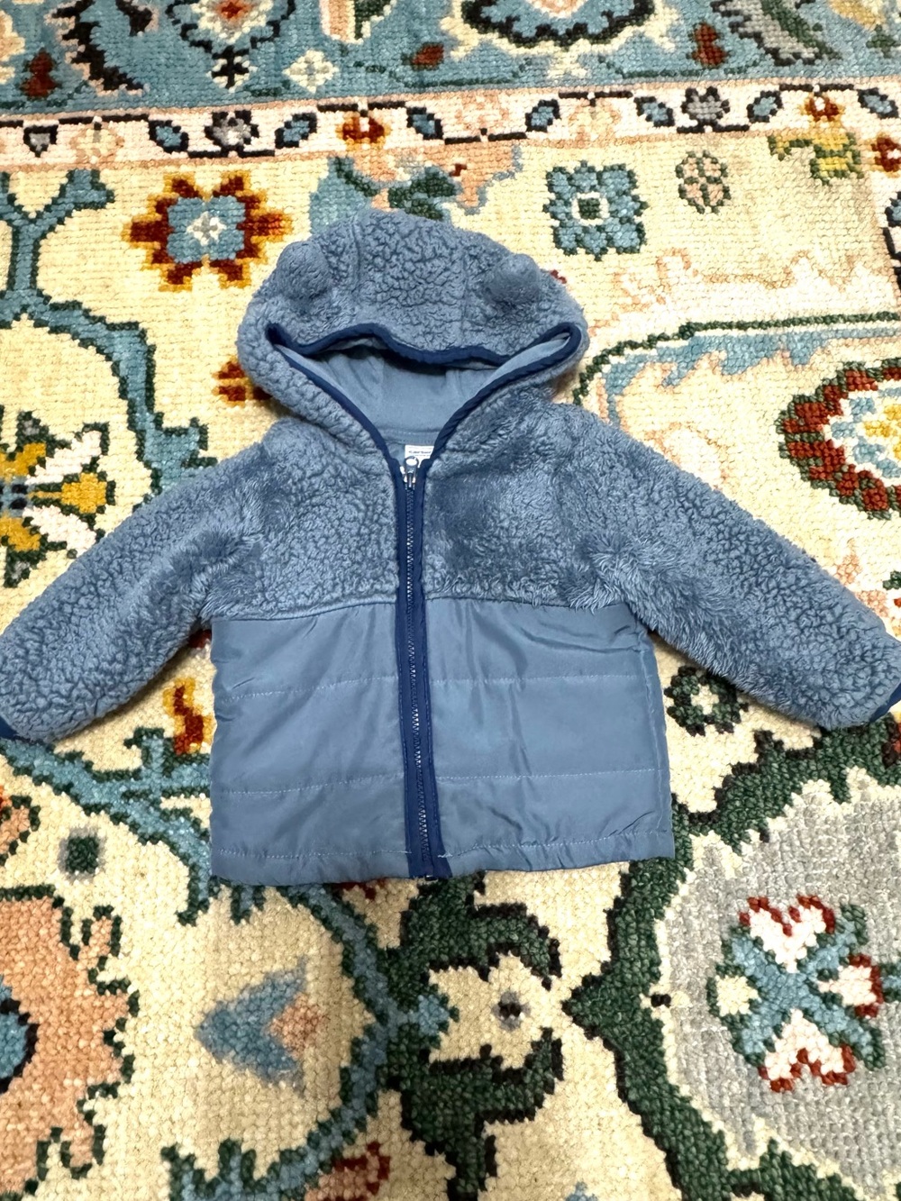 Carter's Blue Hooded Sherpa & Quilted Puffer Jacket
